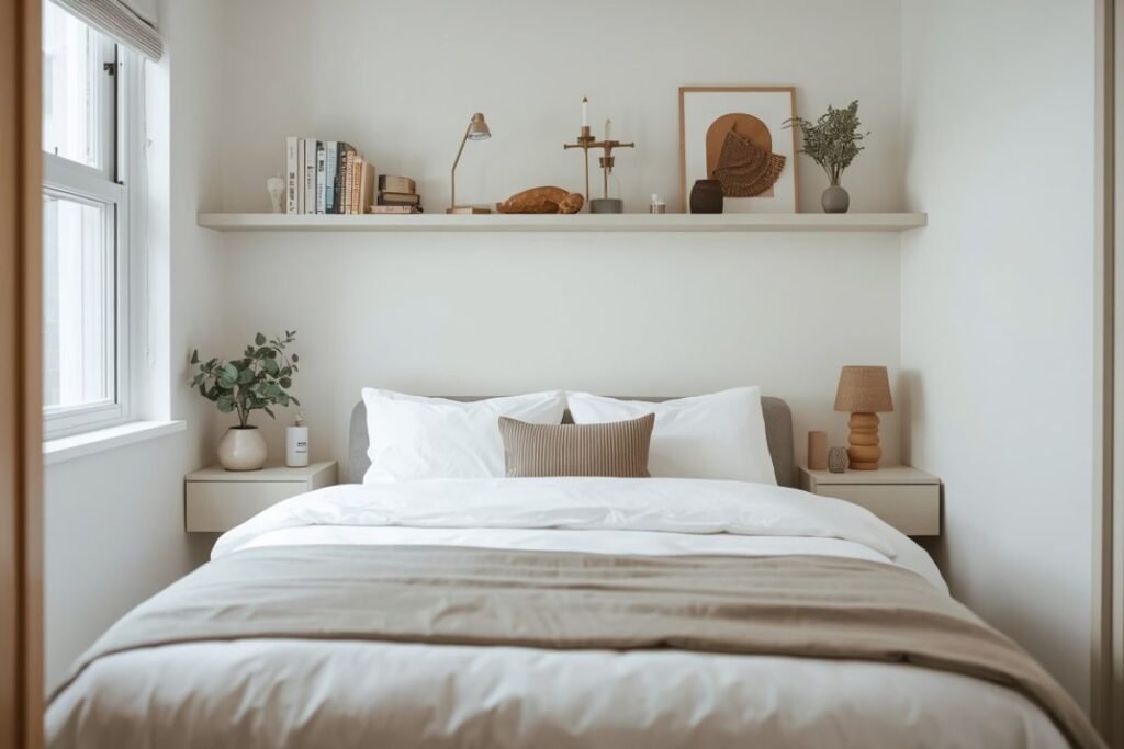 Useful tips to declutter tiny bedroom spaces with floating shelves